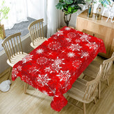 Aperturee - Red White Snowflake Christmas Pattern Tablecloth